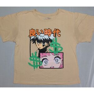 Brooklyn Vertical Men's Large Beige Anime Style Graffiti Good Times Graphic Tee